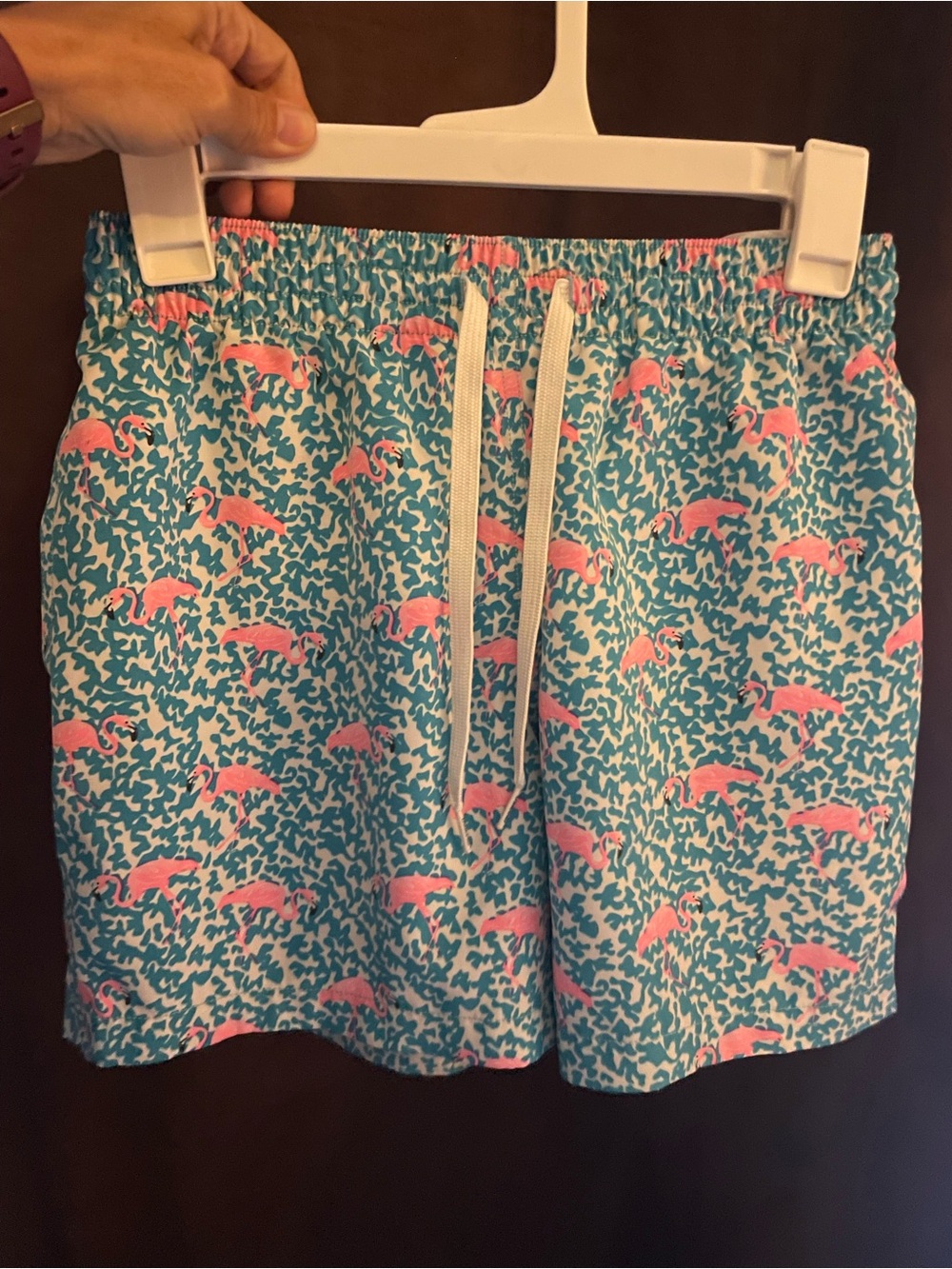 chubbies Pink Flamingo Print Shorts - Turquoise & Pink 5.5”